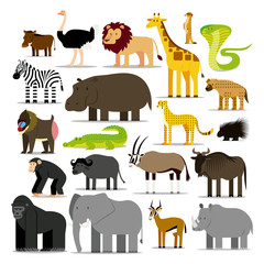 Set Of Different African Animals Isolated