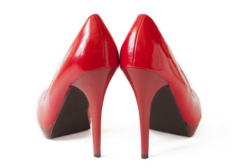 Red shoes pair isolated on white background