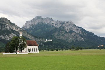 Mountain landscape with St Coloman Church
