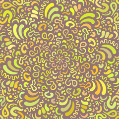 Fantasy flower hand drawn colorful pattern