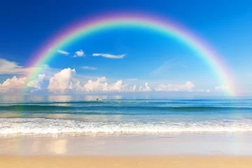 Foto op Canvas Prachtige zee met een regenboog in de lucht © preto_perola