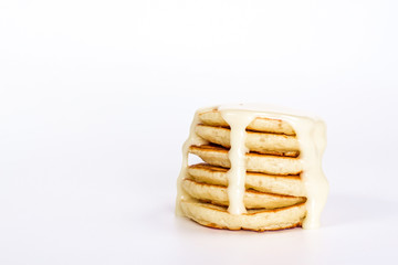 isolated stack of pancake with condensed milk