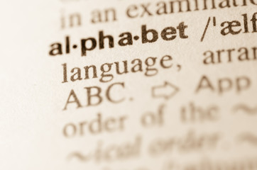 Dictionary definition of word alphabet