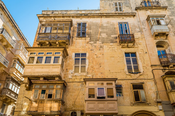 Façade d'immeuble à La Valette, Malte