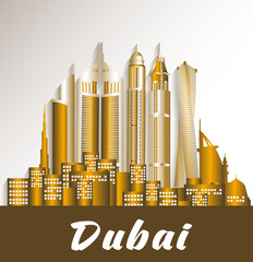 Naklejka premium City of Dubai UAE Famous Buildings