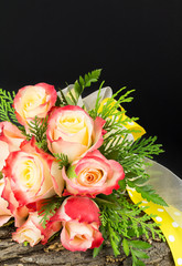 Wedding bouquet of bi-colored roses