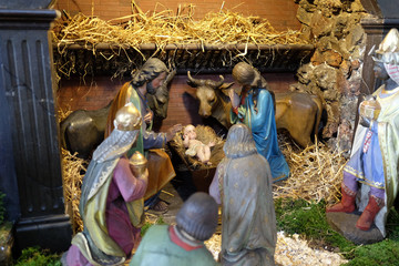 Fototapeta na wymiar Nativity scene, Barmherzigenkirche church in Graz, Austria 