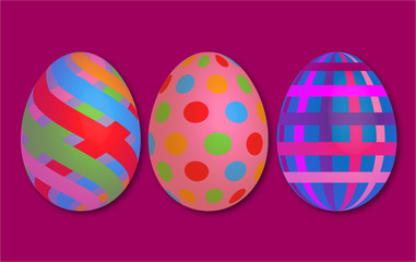 Abstract colorful vintage 3d easter egg stripes red background