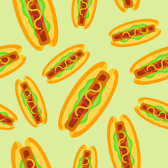 Seamless pattern with hot dog
