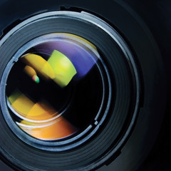 Lens and hood, large detailed macro zoom closeup