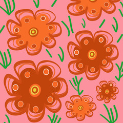 Spring flowers colorful pattern illustration