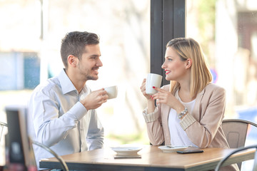 Young couple drinking tea