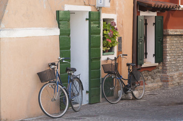 Bicycles on the Italian street..