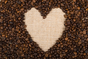 coffee beans piled heart