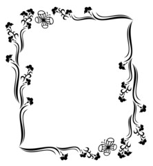 Horizontal floral frame silhouette