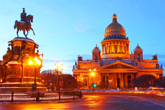 St. Petersburg. Russia.Night view.St. Isaac