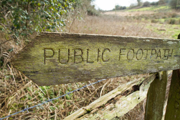Wooden Public Footpath Sign