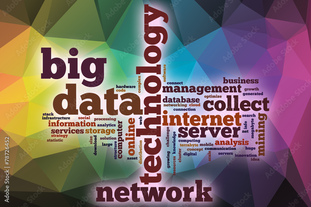 Aufkleber big data word cloud with abstract background