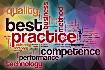 Best practice word cloud with abstract background