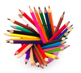 Top view of color pencils 