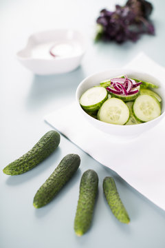 fresh healthy salad of cucumber