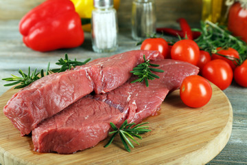 Raw beef steak