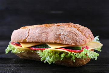 Fresh and tasty sandwiches with cheese and vegetables