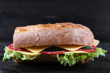 Fresh and tasty sandwiches with cheese and vegetables
