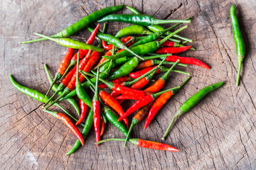 chili pepper on wood background