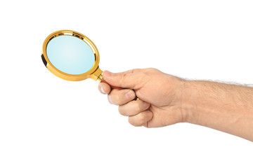 Magnifying glass in hand