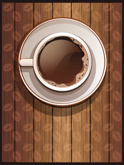 top view of a cup of coffee, vector illustration