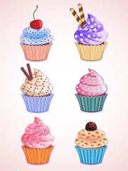 set of delicious cupcakes