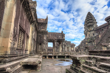 Ancient ruin inside Angkor Wat Temple, Siem Reap, Cambodia