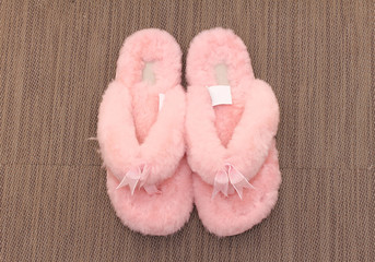 Fototapeta na wymiar Fluffy flip flops