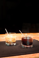 Black russian and white russian cocktails