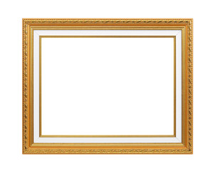 Fototapeta premium gold picture frame Isolated on white background