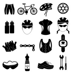 bicycle rider icons set