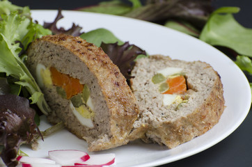Stuffed meatloaf and green salad