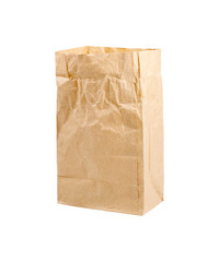 Brown Paper Bag Isolated on a White Background