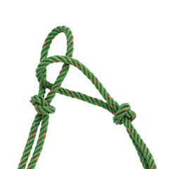 Green nylon rope tied the knot