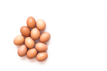 Eggs on white background