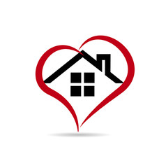 House and heart vector web logo