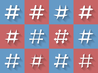 Fototapeta premium Icon Set of hashtags. Hashtag Symbols