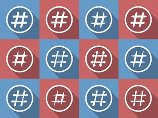 Icon Set of hashtags. Hashtag Symbols