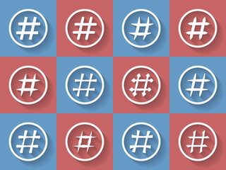 Icon Set of hashtags. Hashtag Symbols