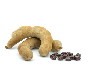 Close up tamarind on white background
