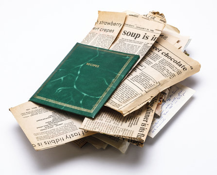 Recipe Book Full Of Old Newspaper Recipe Clippings