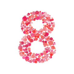 8 march Womans day card. Figure made in round shapes