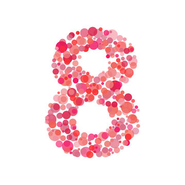 8 march Womans day card. Figure made in round shapes