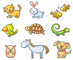 Fototapeta premium Cartoon pet animals